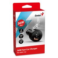 Adaptér do auta Genius 36W, 2 porty, USB-C, USB-A, PD-36AC-Car (2)