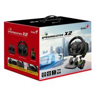 Volant Genius GX Gaming SpeedMaster X2, volant s pedály a řadící pákou, 13tl., USB, černý (2)