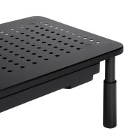 Podstavec pod monitor, nastavitelná výška, větrací otvory, se zásuvkou, černý, ocel-plast, (7)