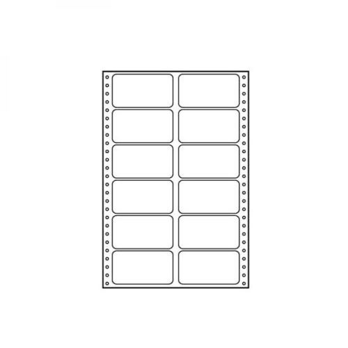 Tabelační etikety 89 x 48.8 mm, A4, dvouřadé, bílé, 12 etiket, baleno po 25 ks, pro jehlič