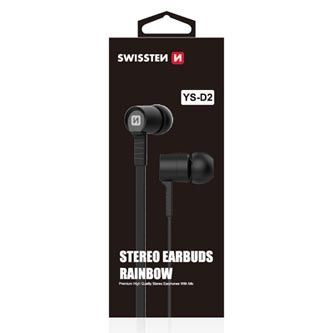 SWISSTEN, YS-D2, sluchátka s mikrofonem, bez ovládání hlasitosti, černá, 3.5 mm jack špunt