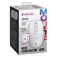 Myš bezdrátová, Defender FEAM MM-296, bílá, optická, 1600DPI (2)