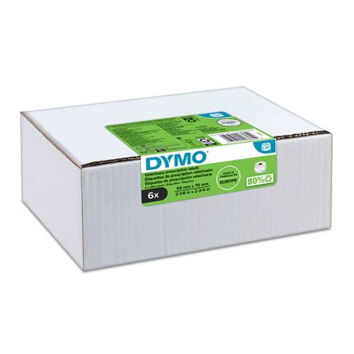 DYMO papírové štítky 70mm x 54mm, bílé, veterinární, 6x400 ks, 2187328