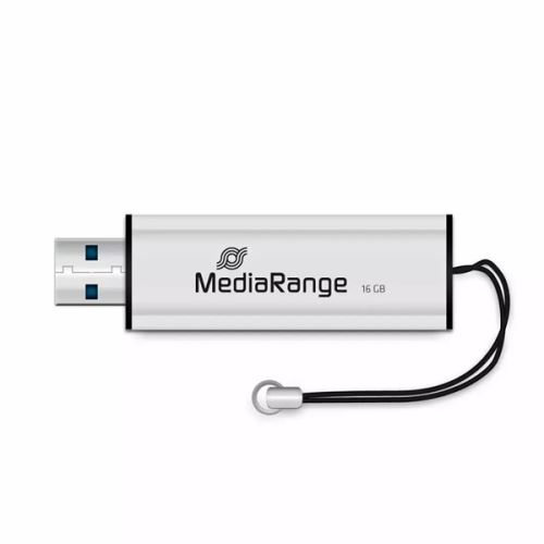 MediaRange USB flash disk, USB USB 3.0 (3.2 Gen 1), 16GB, stříbrný, MR915, USB A, s poutke