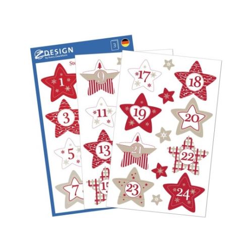 AVERY Z-Design adventní kalendář nálepky hvězdy