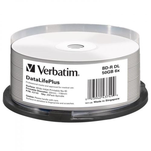VERBATIM 43749 - BD-R 50GB spindle 6x 25-pack pro archivaci dat