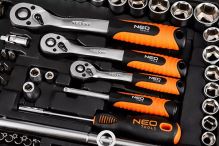 Sada nástrčných klíčů, 10-220, 220 ks, velikost 1/4, 1/2, 3/8, kufřík, NEO TOOLS (2)