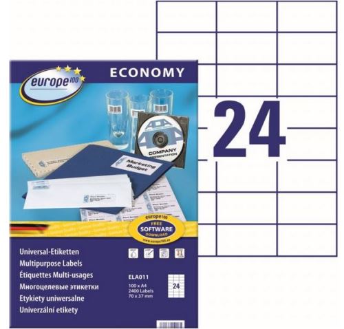 Europe100 etikety ILK 70x37,1mm 100 listů, bílé - ELA011