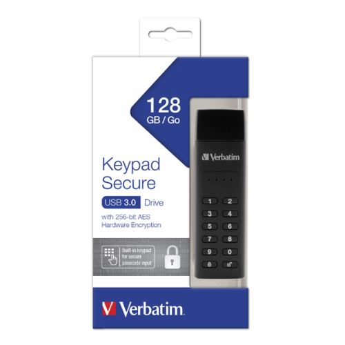 VERBATIM 49429 - 128GB USB flash disk USB 3.0 Keypad Secure černý USB A 256bitové har