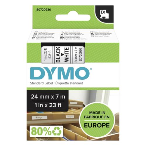 DYMO 53713, S0720930, černý tisk/bílý podklad, 7m, 24mm, D1