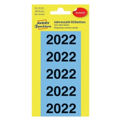 AVERY Etikety s číslem roku 2022 60x24 mm, 100 ks, modré- 43-222