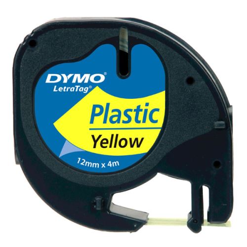DYMO 59423, S0721620, černý tisk/žlutý podklad, 4m, 12mm, LetraTag plastová páska