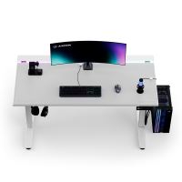 ULTRADESK Herní stůl VORTEX, 140,5x70cm, 72-122cm, bílý (7)