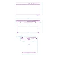 ULTRADESK Herní stůl VORTEX, 140,5x70cm, 72-122cm, černý (8)