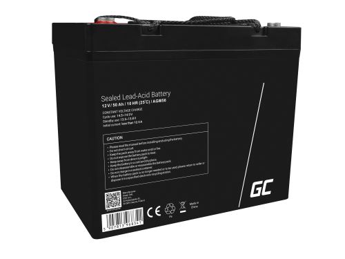 Green Cell bezúdržbová baterie AGM VRLA 12V 50Ah pro sekačky, lodě, invalidní vozíky a kol