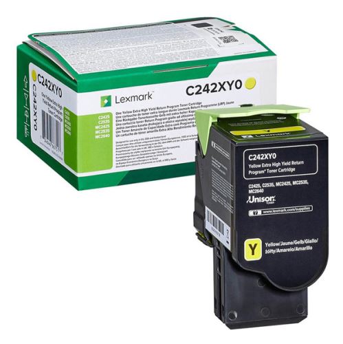 LEXMARK originální toner C242XY0, yellow, 3500str., extra high capacity, return