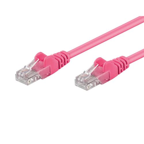 Síťový LAN kabel UTP patchcord, Cat.5e, RJ45 samec - RJ45 samec, 0.5 m, nestíněný, růžový,