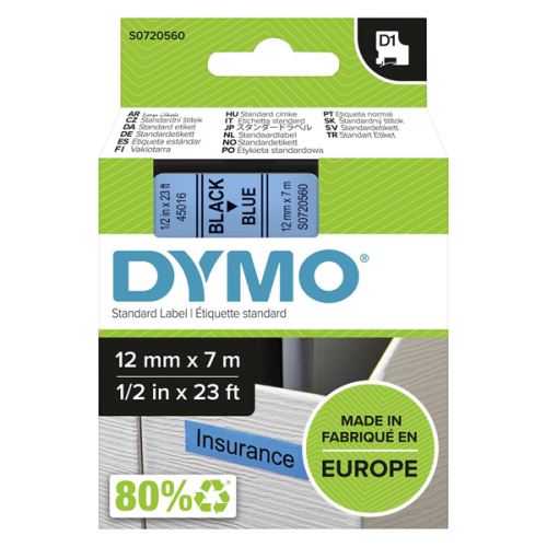 DYMO 45016, S0720560, černý tisk/modrý podklad, 7m, 12mm, D1