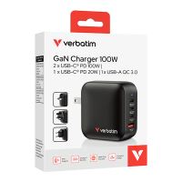 VERBATIM 32231 - 100 W GaN cestovní nabíječka do sítě USB 3.0 USB C šedá vyměnitelné vidli (3)