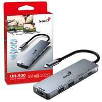 USB (3.0) hub 5-port, UH-500, šedý, Genius, 2x USB 3.0,1x HDMI,2x USB-C,Power Delivery 100 (2)