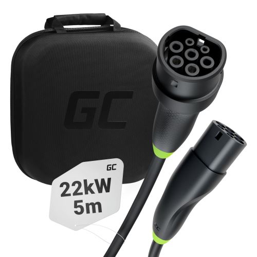 Green Cell nabíjecí kabel Snap typ 2 EV, 22 kW 5 m pro Tesla Model 3 S X Y, VW ID.3, ID.4,