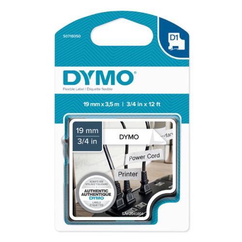 DYMO 16958, S0718050, černý tisk/bílý podklad, 3.5m, 19mm, D1 speciální - flexibilní ny