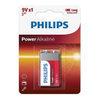 Baterie alkalická, 9V (6LR61), 6LR61, 9V, PHILIPS, blistr, 1-pack, 6LR61P1B/10, Power Alka Baterie alkalická, 9V (6LR61), 6LR61, 9V, PHILIPS, blistr, 1-pack, 6LR61P1B/10, Power Alka