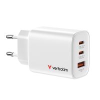 VERBATIM 32353 - 65W Essentials GaN nabíječka do sítě USB-A QC 3.0 2 USB-C PD 3.0 bílá VERBATIM 32353 - 65W Essentials GaN nabíječka do sítě USB-A QC 3.0 2 USB-C PD 3.0 bílá