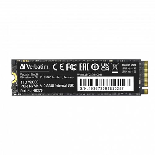 VERBATIM 49375 - 1000GB SSD Interní Vi3000 M.2 černý 3300 MB/s-R NVMe 3000 MB/s-W
