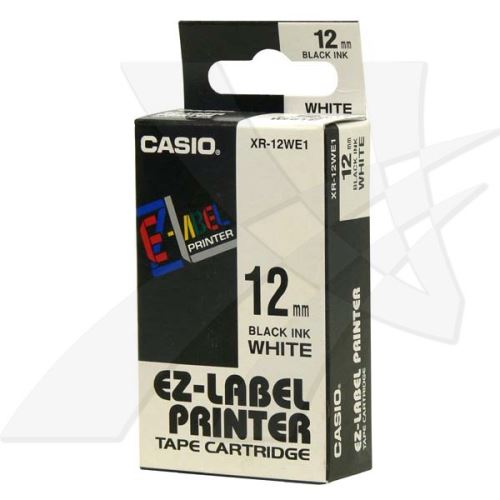 CASIO XR-12WE1, černý tisk/bílý podklad, nelaminovaná, 8m, 12mm