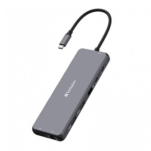 VERBATIM 32153 - USB (3.2) hub 13-port šedý délka kabelu 20cm 2x USB C 6x USB A 2x HD