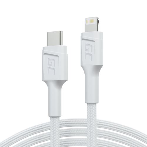 Green Cell PowerStream kabel USB-C bílý - Lightning MFi 1m pro Apple iPhone s podporou ryc
