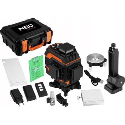 3D laser, 16 čar, zelený, pouzdro, terčík NEO TOOLS 75-141