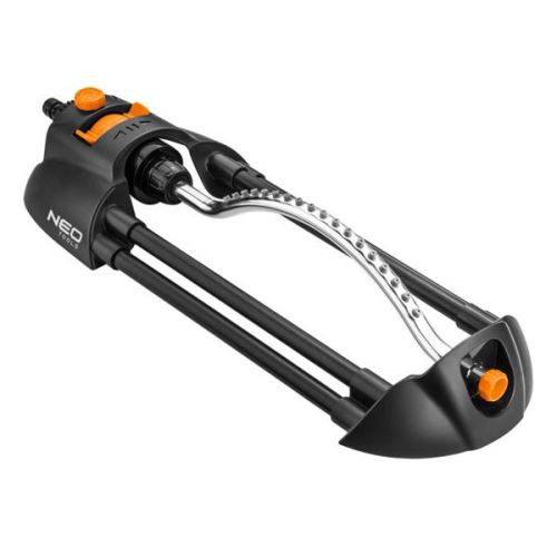 NEO TOOLS oscilační postřikovač, 18 trysek pro plochu až 14x19m, 1/2" i 3/4", oranžovo-čer