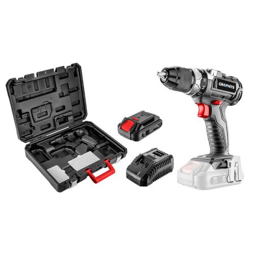 Šroubovák vrtací, aku, 58G019-SET1, vrtací šroubovák/baterii/nabíječku/kufřík, 18V, 4 díln