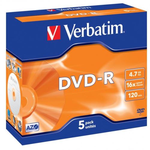 VERBATIM 43519 - DVD-R Matt Silver 4.7GB 16x jewel box 5-pack bez možnosti potisku 1