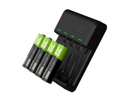 Green Cell nabíječka baterií GRADGC01, na 4 ks AA, NiMH, 110-240V, nabíjení samotných člán