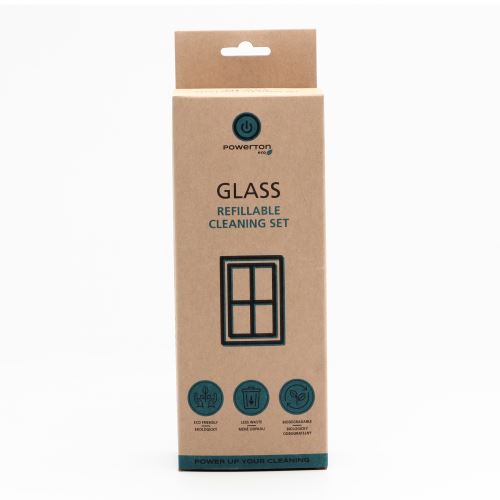 Čisticí sada Powerton Eco, 500ml, láhev s rozprašovačem + 6 ks tablet (3 litry), okna, skl