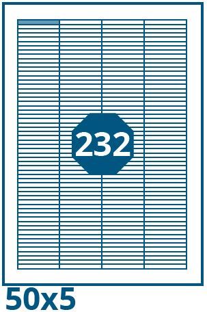 Print etikety 50x5mm 232 etiket na A4 100 listů, bílé -