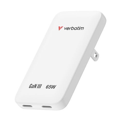 VERBATIM 30281 - 65W Nabíječka Essentials Slim GaN nabíječka do sítě USB-C1 PD 3.0 USB-C2