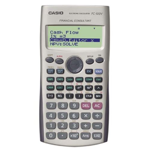 Kalkulačka Casio, FC 100 V, bílá, finanční s 4 řákovým displejem