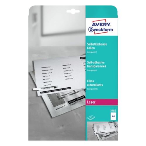 AVERY ZWECKFORM Čiré samolepicí fólie pro laser 0,14 mm, 25 archů, A4 - 3482