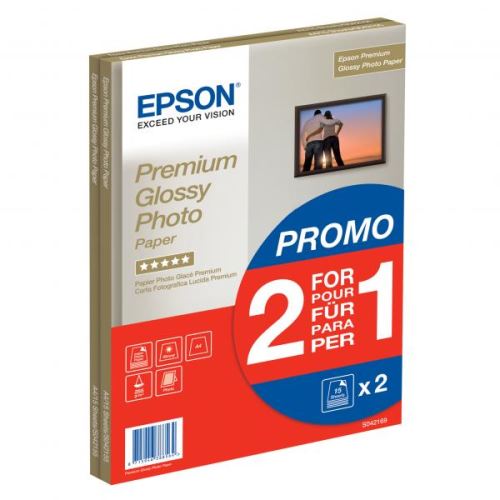 Epson Premium Glossy Photo Paper, , foto papír, promo 1+1 typ lesklý, bílý, A4,