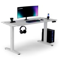 ULTRADESK Herní stůl VORTEX, 140,5x70cm, 72-122cm, bílý (5)