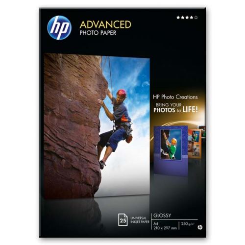HP Advanced Glossy Photo Paper, Q5456A, foto papír, lesklý, zdokonalený typ bílý, A4, 250