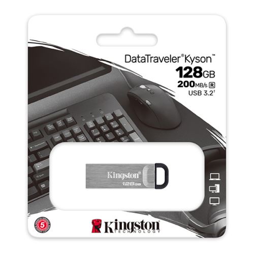 Kingston USB flash disk, USB 3.0, 128GB, DataTraveler(R) Kyson, stříbrný, DTKN/128GB, USB