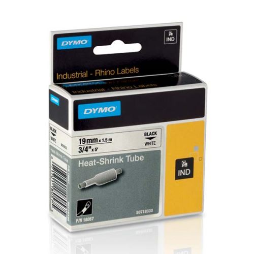 DYMO 18057, S0718330, černý tisk/bílý podklad, 1.5m, 19mm, RHINO plochá smršťovací buží