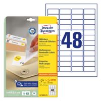 AVERY Snímatelné etikety AVERY, 45,7x21,2 mm, 48etiket A4, bílé Potisk Laser, 65A4 AVERY Snímatelné etikety AVERY, 45,7x21,2 mm, 48etiket A4, bílé Potisk Laser, 65A4