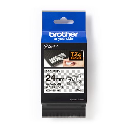 BROTHER TZE-SE5, černý tisk/bílý podklad, laminovaná, 8m, 24mm, plombovací