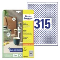 AVERY Snímatelné etikety 10mm, A4, bílé, 315 etiket, baleno po 25 ks